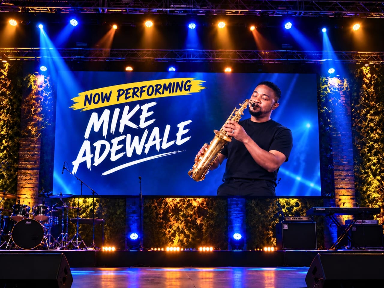 Mike Adewale performing at Liberty Showcase